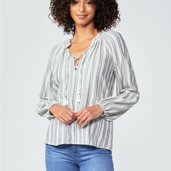 Paige Karra top navy/cream NWT - Picture 1 of 6